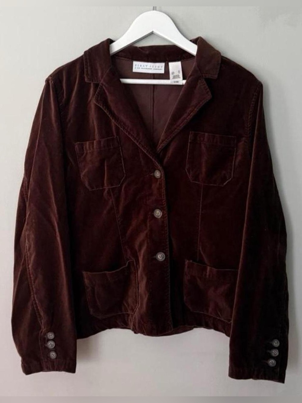 First Issue A Liz Claiborne Company Vintage 1990s Brown Velvet Button Up Jacket